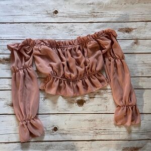 Pretty little things Off-Shoulder cropped Ruffled Blouse